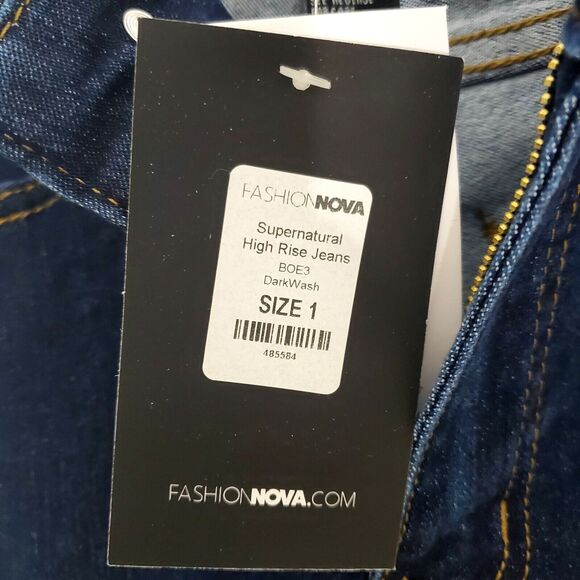NWT FASHION NOVA Booty Everywhere Shaping Dark Wash Jeans High Rise 1/2 22X30 - Picture 5 of 9